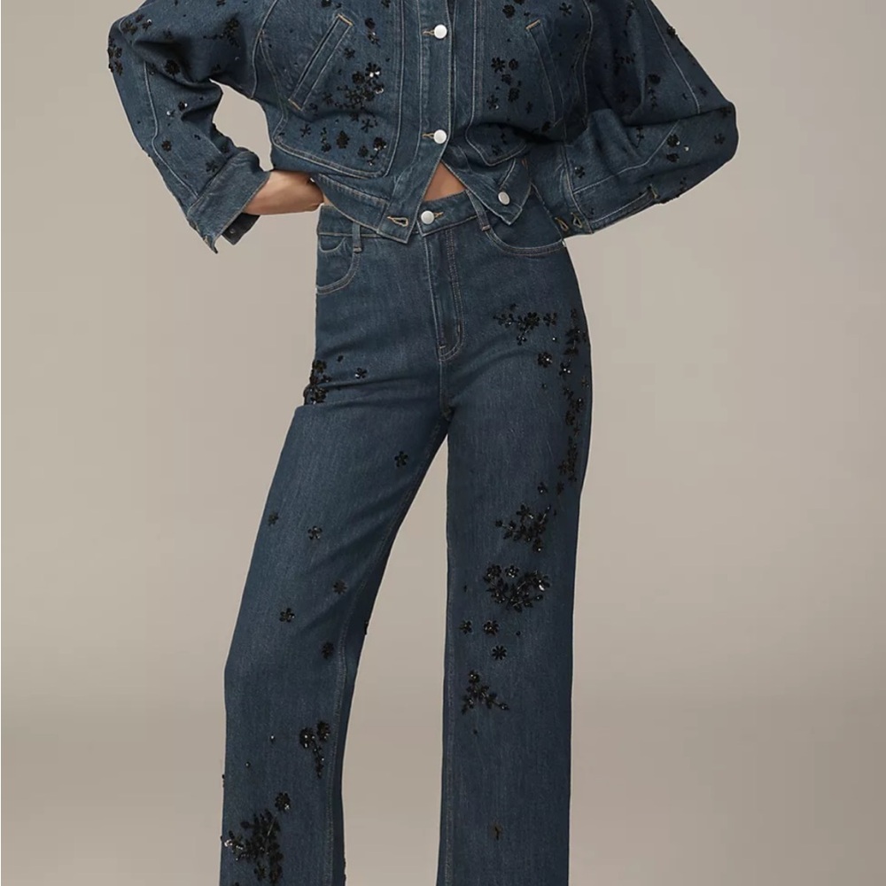 The Annie High-Rise Straight-Leg Jeans by Pilcro: Embellished Edition, size 28